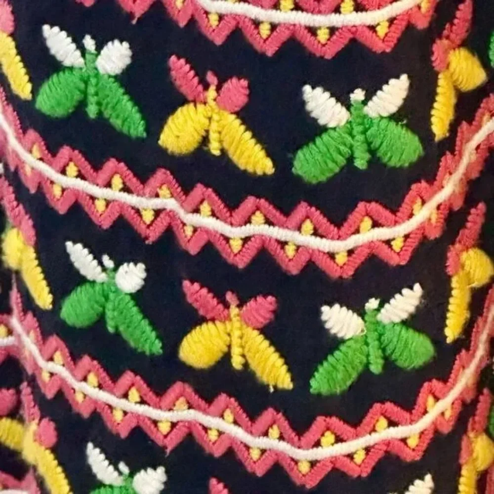 Frances Valentine Kaftan Butterfly Embroidered Dress In Navy Size 22 - Picture 10 of 11